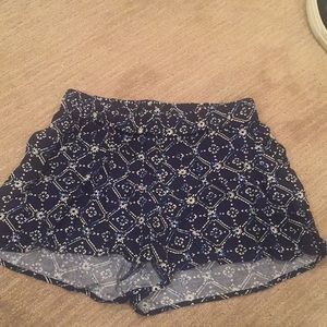 navy blue, floral shorts